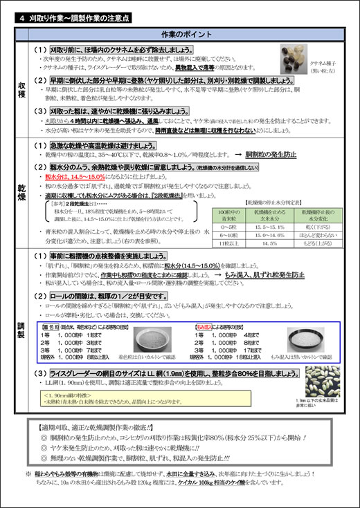 水稲管理情報　中生収穫編2ページ目